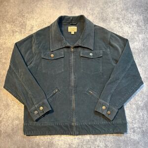 Cabelas Women's Corduroy Zip Up Jacket Size L Teal